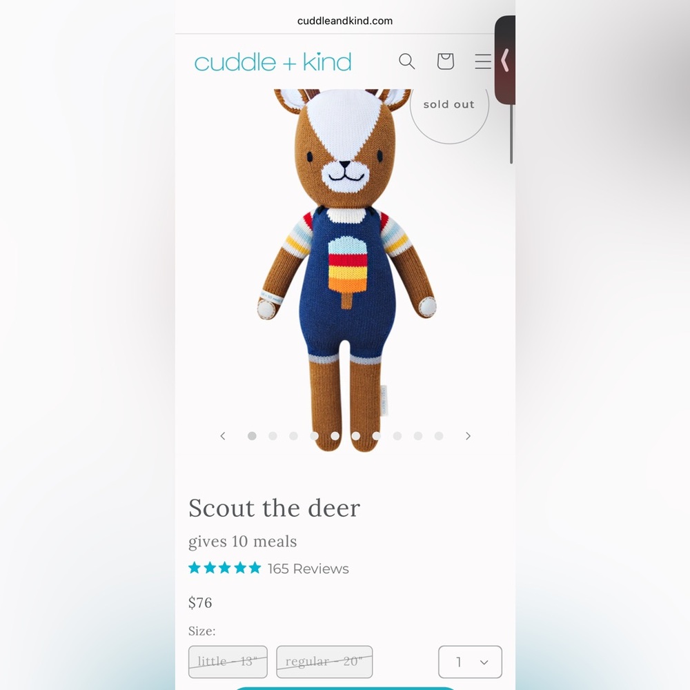Cuddle + Kind Scout the Deer Doll Plush Size Little - 13 Inches - Picture 8 of 8